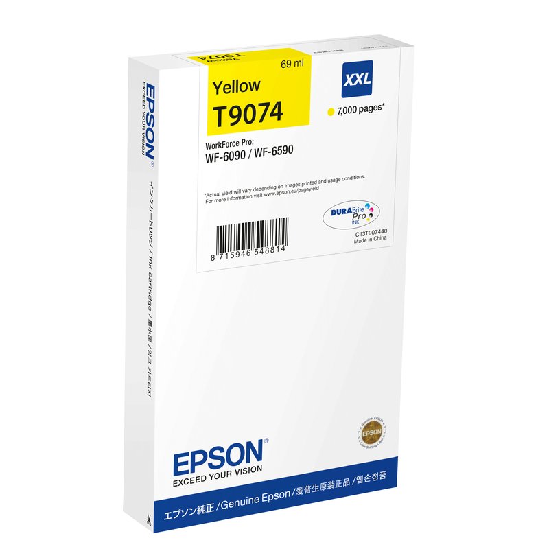 Epson C13T90744N cartucho de tinta 1 pieza(s) Original Extra (Súper) alto rendimiento Amarillo Epson C13T90744N cartucho de tinta 1 pieza(s) Original Extra (Súper) alto rendimiento Amarillo