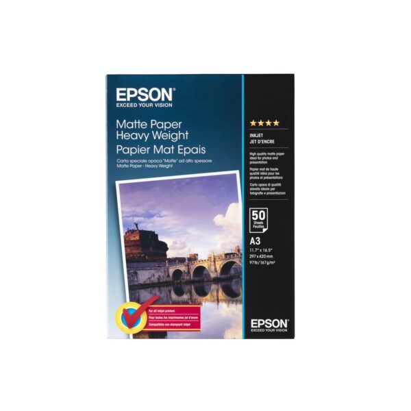 Epson Matte Paper Heavy Weight, DIN A3, 167 g/m², 50 hojas