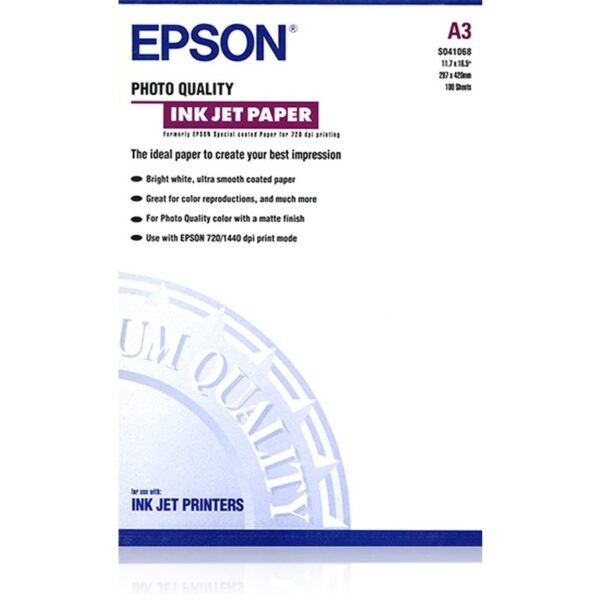 Epson Photo Quality Ink Jet Paper, DIN A3, 102 g/m², 100 hojas