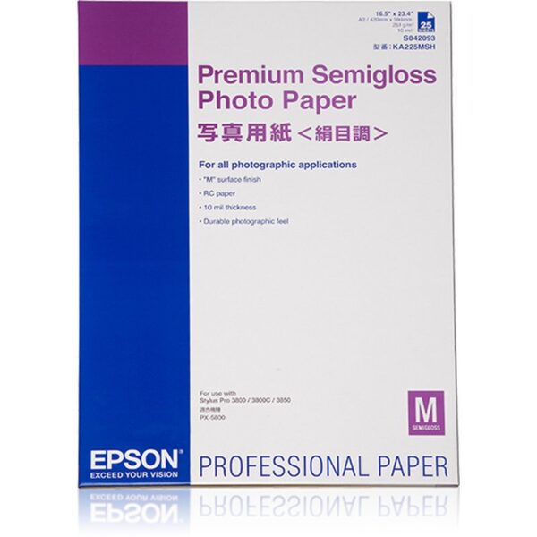 Epson Premium Semigloss Photo Paper, DIN A2, 250 g/m², 25 hojas