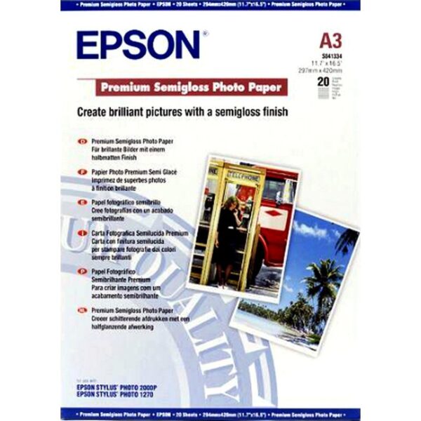 Epson Premium Semigloss Photo Paper, DIN A3, 251 g/m², 20 hojas