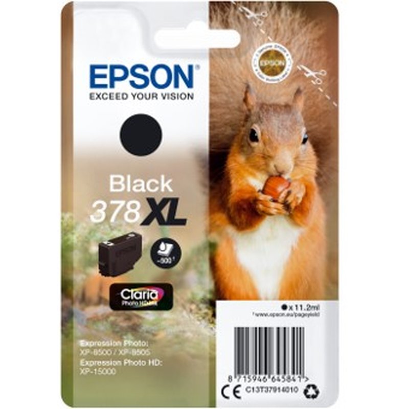 Epson Squirrel Singlepack Black 378XL Claria Photo HD Ink