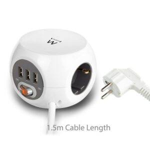Ewent EW3939 base múltiple 1,5 m 3 salidas AC Interior Blanco