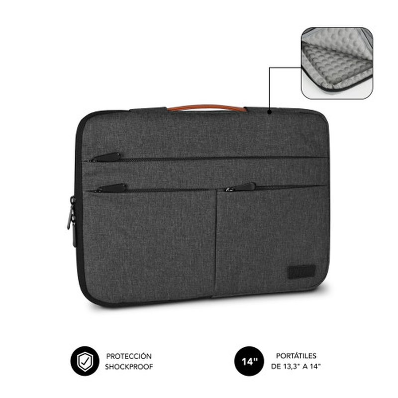 MALETIN PORTATIL SUBBLIM AIR PADDING 360 SLEEVE 13.3" - 14" DARK GREY MALETIN PORTATIL SUBBLIM AIR PADDING 360 SLEEVE 13.3" - 14" DARK GREY - Imagen 2