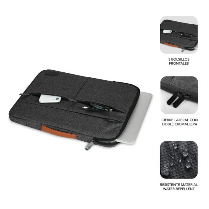 MALETIN PORTATIL SUBBLIM AIR PADDING 360 SLEEVE 15.6" DARK GREY - Imagen 3