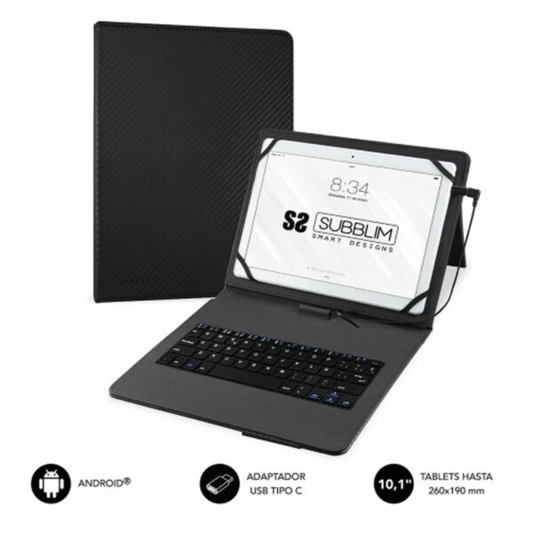 FUNDA TABLET SUBBLIM KEYTAB PRO USB 10,1" BLACK