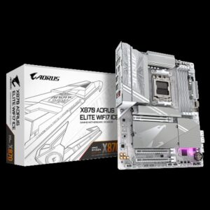 GIGABYTE X870 AORUS ELITE WIFI7 ICE Placa Base - Compatible con CPUs AMD Ryzen 9000, 16+2+2 fases VRM digital, hasta 8200MHz DDR5 (OC), 3xPCIe 5.0 + 1xPCIe 4.0, Wi-Fi 7, LAN 2.5GbE, USB 4
