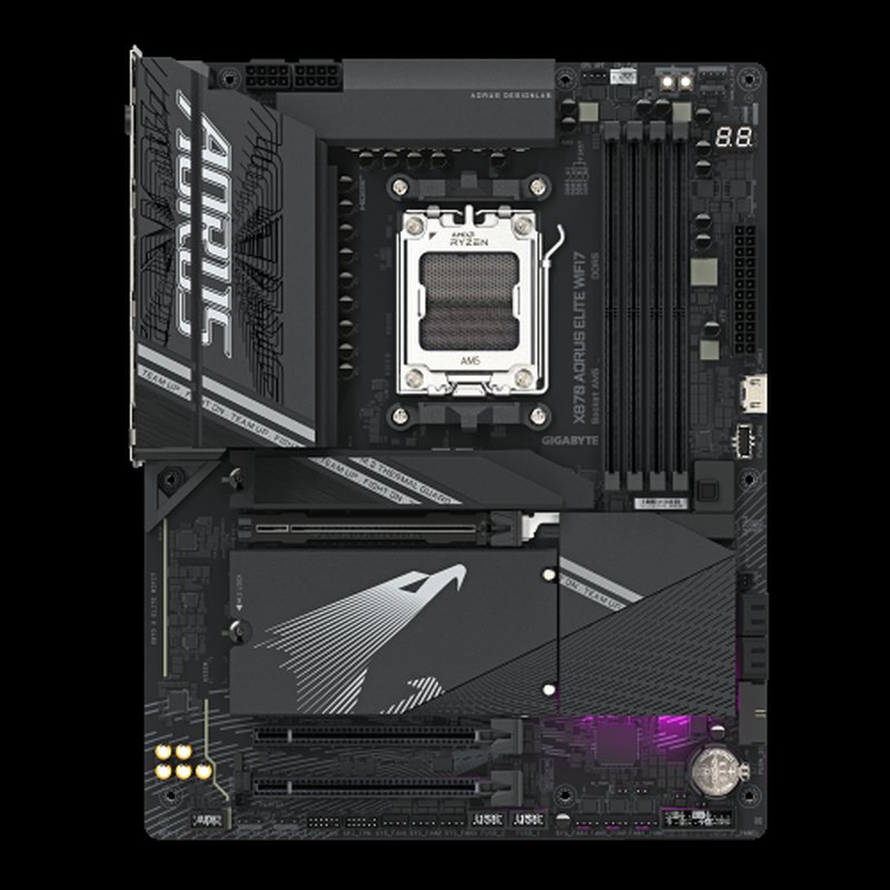 GIGABYTE X870 AORUS ELITE WIFI7 Placa Base - Compatible con CPUs AMD Ryzen 9000, 16+2+2 fases VRM, hasta 8000MHz DDR5 (OC), 3xPCIe 5.0 + 1xPCIe 4.0, Wi-Fi 7, LAN 2.5GbE, USB 4 - Imagen 2
