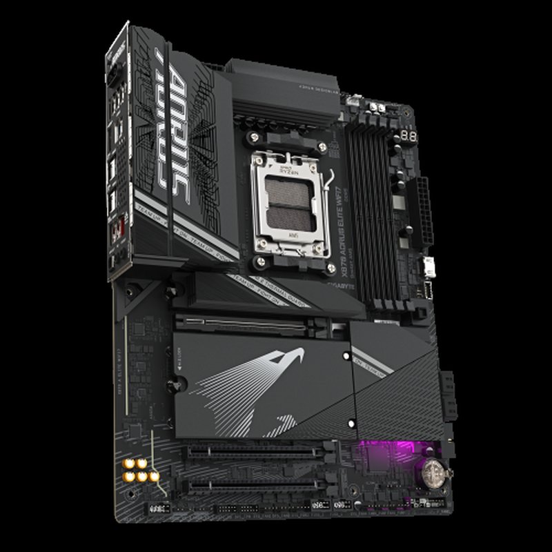 GIGABYTE X870 AORUS ELITE WIFI7 Placa Base - Compatible con CPUs AMD Ryzen 9000, 16+2+2 fases VRM, hasta 8000MHz DDR5 (OC), 3xPCIe 5.0 + 1xPCIe 4.0, Wi-Fi 7, LAN 2.5GbE, USB 4 - Imagen 3