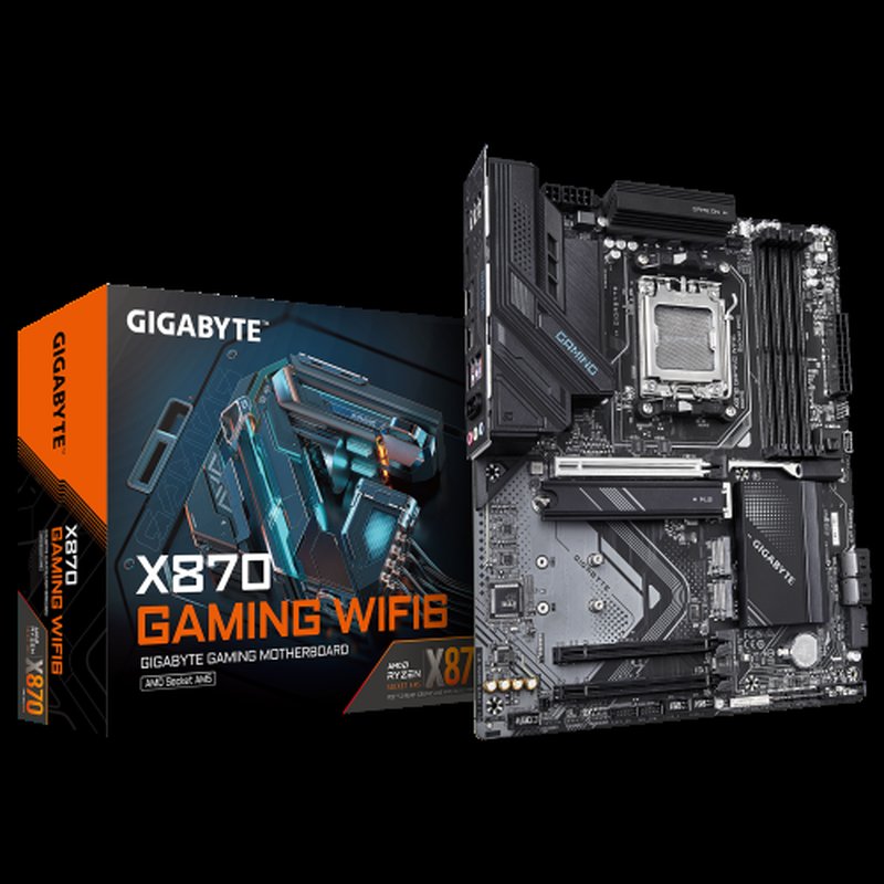 GIGABYTE X870 GAMING WIFI6 Placa Base - Compatible con CPUs AMD Ryzen 9000, 8+2+2 fases VRM, hasta 8000MHz DDR5 (OC), 1xPCIe 5.0 + 2xPCIe 4.0, Wi-Fi 6, LAN 2.5GbE, USB 4