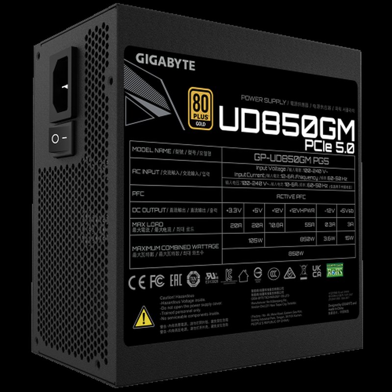 Gigabyte GP-UD850GM PG5 unidad de fuente de alimentación 850 W 20+4 pin ATX ATX Negro - Imagen 5