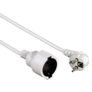 Hama | Cable con enchufe de 10 metros, seguro, resistente, color blanco.