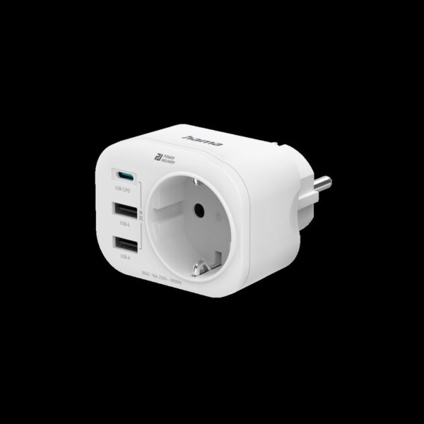 HAMA ENERGIA Enchufe +  2xUSB-A+1xUSB-C ``20W´´QC+PD Blanco