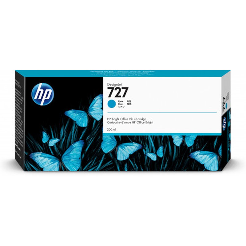 HP Cartucho de tinta DesignJet 727 cian de 300 ml HP Cartucho de tinta DesignJet 727 cian de 300 ml