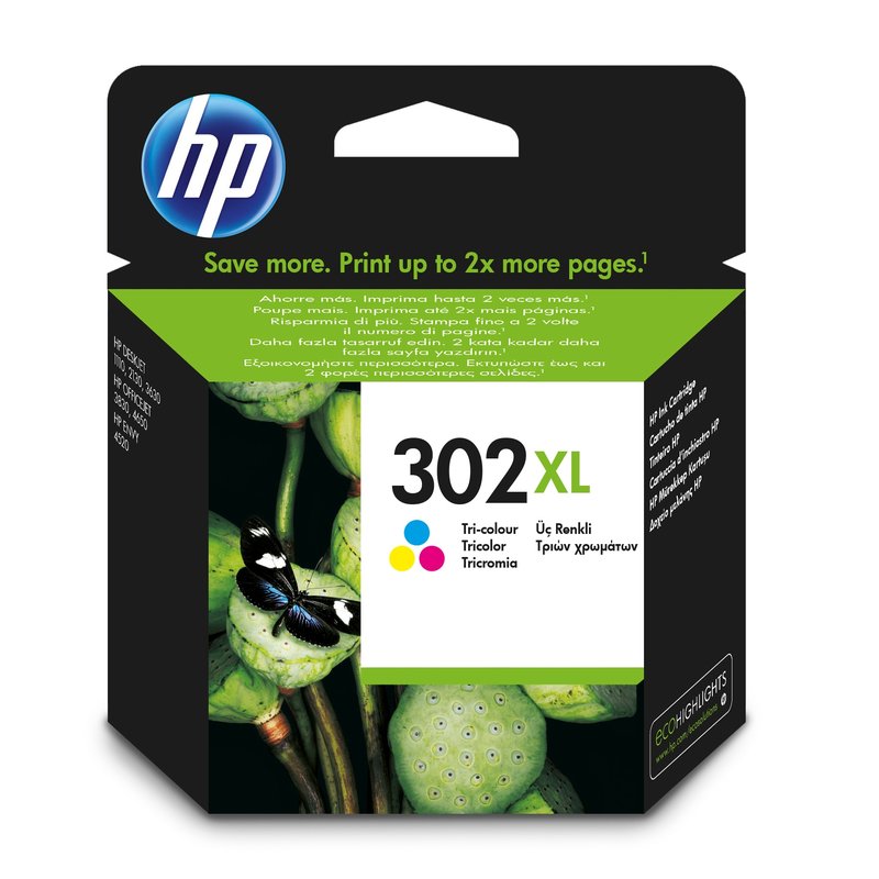 HP Cartucho de tinta original 302XL de alta capacidad tricolor HP Cartucho de tinta original 302XL de alta capacidad tricolor