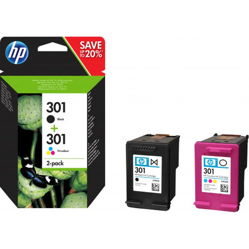 HP Pack de ahorro de 2 cartuchos de tinta original 301 negro/Tri-color