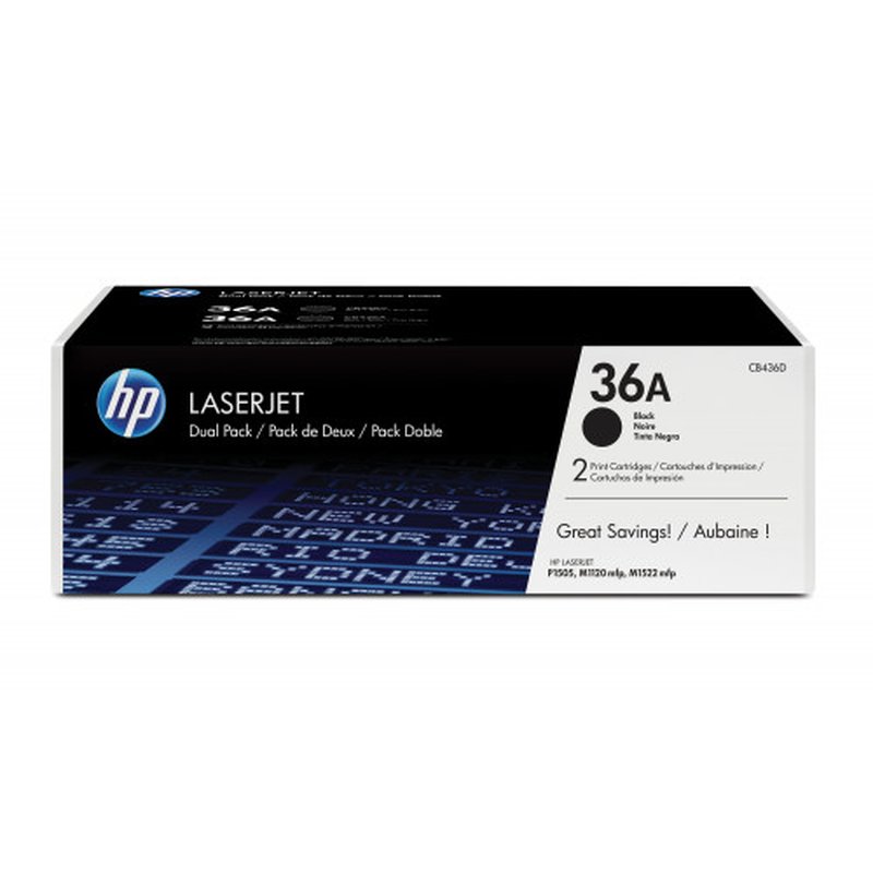 HP Pack de ahorro de 2 cartuchos de tóner original LaserJet 36A negro