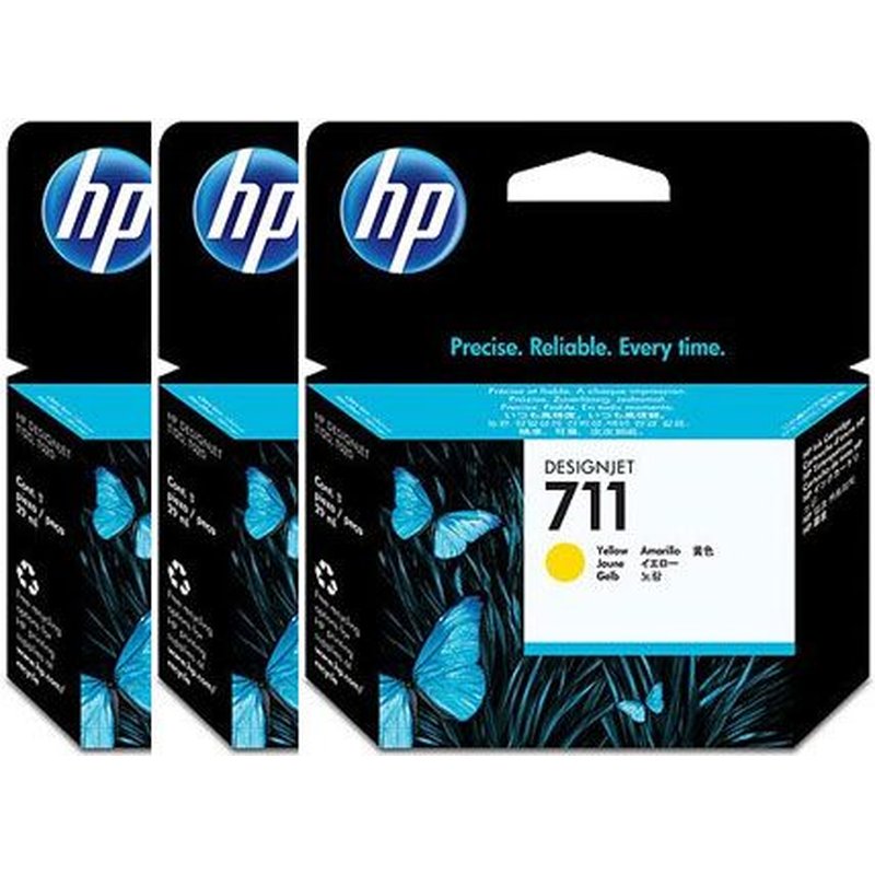 HP Pack de ahorro de 3 cartuchos de tinta DesignJet 711 amarillo de 29 ml - Imagen 2