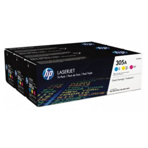 HP Pack de ahorro de 3 cartuchos de tóner original LaserJet 305A cian/magenta/amarillo