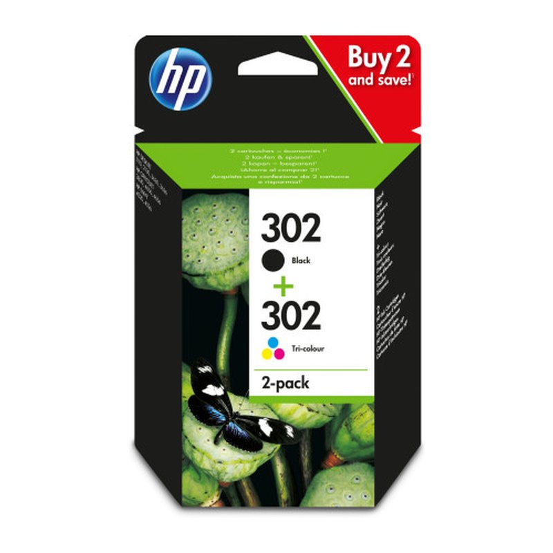 HP Paquete de ahorro de 2 cartuchos de tinta original 302 negro/tricolor - Imagen 2