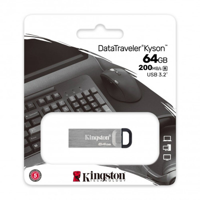 Kingston Technology DataTraveler Kyson unidad flash USB 64 GB USB tipo A 3.2 Gen 1 (3.1 Gen 1) Plata Kingston Technology DataTraveler Kyson unidad flash USB 64 GB USB tipo A 3.2 Gen 1 (3.1 Gen 1) Plata - Imagen 3