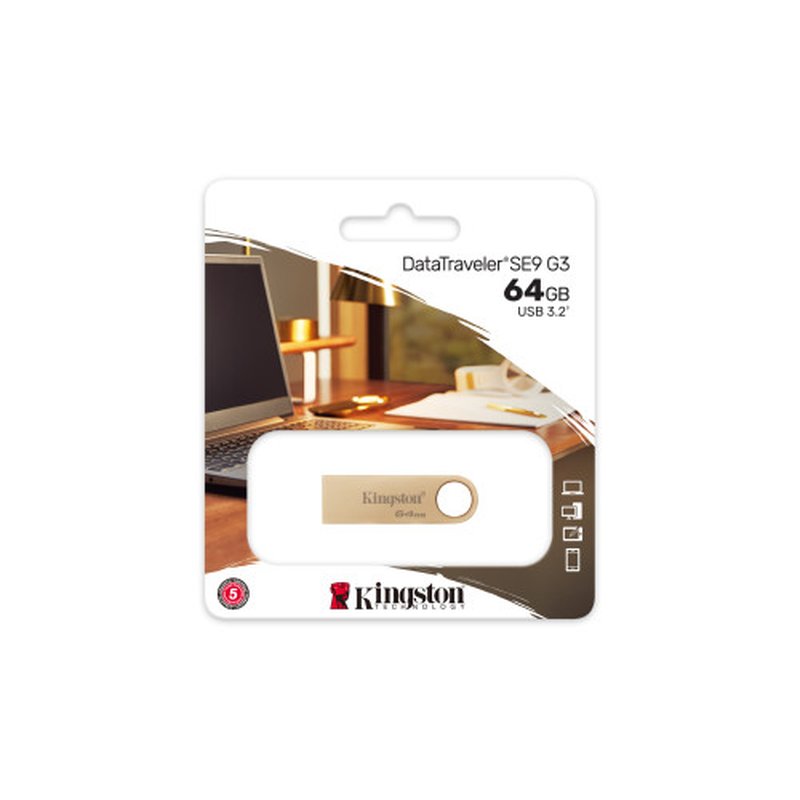 Kingston Technology DataTraveler SE9 G3 unidad flash USB 64 GB USB tipo A 3.2 Gen 1 (3.1 Gen 1) Oro Kingston Technology DataTraveler SE9 G3 unidad flash USB 64 GB USB tipo A 3.2 Gen 1 (3.1 Gen 1) Oro - Imagen 3