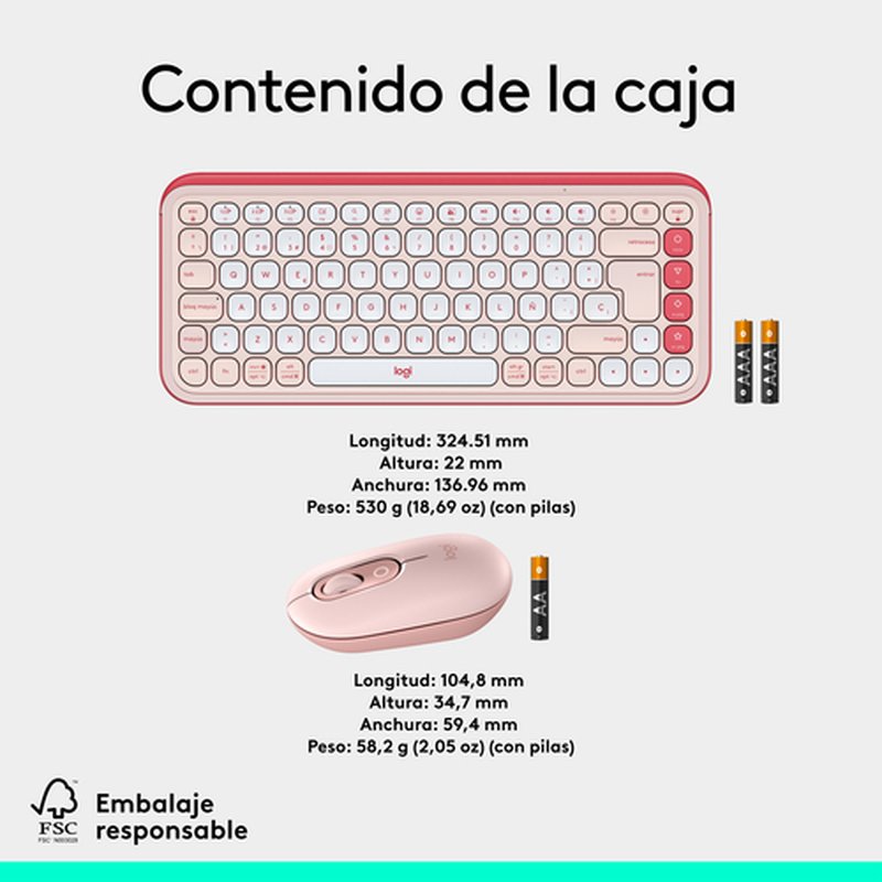 Logitech POP ICON COMBO, combinación de teclado y ratón Bluetooth, escritura cómoda, teclas y botones programables, clics discretos, Easy-Switch hasta 3 dispositivos: rosado - Imagen 9