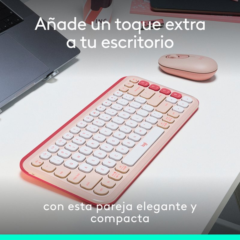 Logitech POP ICON COMBO, combinación de teclado y ratón Bluetooth, escritura cómoda, teclas y botones programables, clics discretos, Easy-Switch hasta 3 dispositivos: rosado - Imagen 2