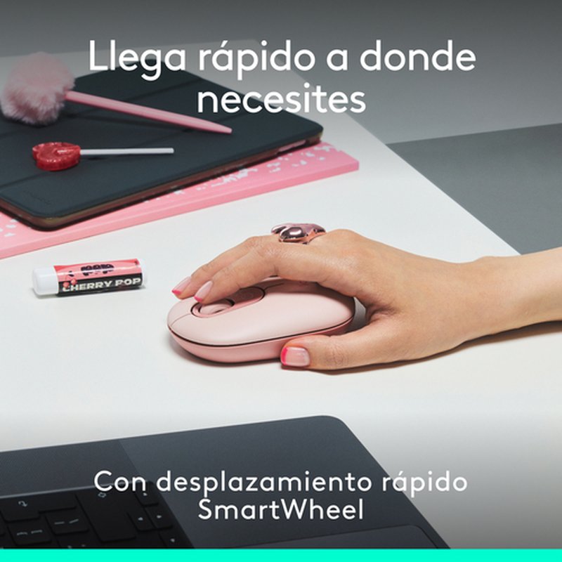 Logitech POP ICON COMBO, combinación de teclado y ratón Bluetooth, escritura cómoda, teclas y botones programables, clics discretos, Easy-Switch hasta 3 dispositivos: rosado - Imagen 5