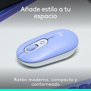 Logitech POP Mouse, ratón inalámbrico Bluetooth compacto y portátil con botones programables y clics discretos, tecnología Easy-Switch para alternar hasta 3 dispositivos, portátil, tablet, PC: Lila