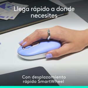 Logitech POP Mouse, ratón inalámbrico Bluetooth compacto y portátil con botones programables y clics discretos, tecnología Easy-Switch para alternar hasta 3 dispositivos, portátil, tablet, PC: Lila