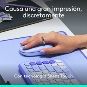 Logitech POP Mouse, ratón inalámbrico Bluetooth compacto y portátil con botones programables y clics discretos, tecnología Easy-Switch para alternar hasta 3 dispositivos, portátil, tablet, PC: Lila