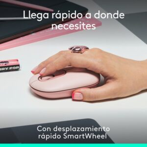 Logitech POP Mouse, ratón inalámbrico Bluetooth compacto y portátil con botones programables y clics discretos, tecnología Easy-Switch para alternar hasta 3 dispositivos, portátil, tablet, PC: Rosa