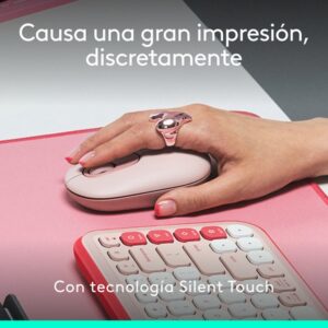 Logitech POP Mouse, ratón inalámbrico Bluetooth compacto y portátil con botones programables y clics discretos, tecnología Easy-Switch para alternar hasta 3 dispositivos, portátil, tablet, PC: Rosa