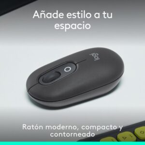 Logitech POP Mouse, ratón inalámbrico Bluetooth compacto y portátil con botones programables y clics discretos, tecnología Easy-Switch para alternar hasta 3 dispositivos, portátil, tablet, PC: grafito