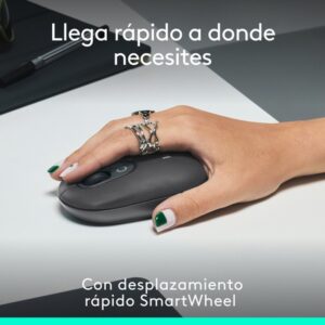 Logitech POP Mouse, ratón inalámbrico Bluetooth compacto y portátil con botones programables y clics discretos, tecnología Easy-Switch para alternar hasta 3 dispositivos, portátil, tablet, PC: grafito