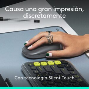Logitech POP Mouse, ratón inalámbrico Bluetooth compacto y portátil con botones programables y clics discretos, tecnología Easy-Switch para alternar hasta 3 dispositivos, portátil, tablet, PC: grafito