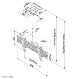 Neomounts by Newstar Pro Soporte de techo para pantalla.