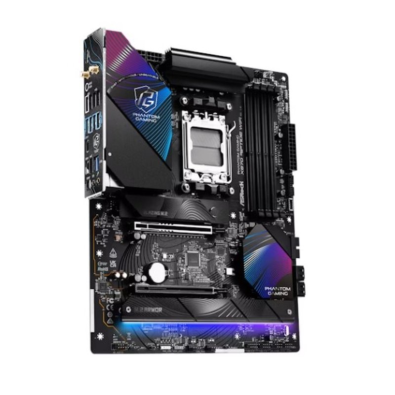 PLACA ASROCK X870 RIPTIDE WIFI,AMD,AM5,X870,4DDR5,256GB,2USB4+HDMI,4SATA3,3M.2,2USB4,9USB3.2,1USB TYPE-C,LAN2.5GB,WIFI7+BT,ATX - Imagen 3