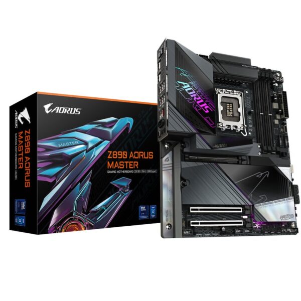 GIGABYTE Placa base Z890 AORUS MASTER - Compatible con CPUs Intel Core Ultra (Serie 2), VRM de 18+1+2 fases, hasta 9500MHz DDR5 (OC), 2xPCIe 5.0 + 3xPCIe 4.0, Wi-Fi 7, LAN 10GbE, Thunderbolt 4