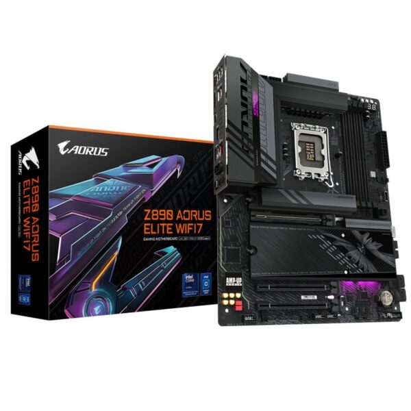 GIGABYTE Placa base Z890 AORUS ELITE WIFI7 - Compatible con CPUs Intel Core Ultra (Serie 2), VRM de 16+1+2 fases, hasta 8800MHz DDR5 (OC), 1xPCIe 5.0 + 3xPCIe 4.0, Wi-Fi 7, LAN 2.5GbE, Thunderbolt 4