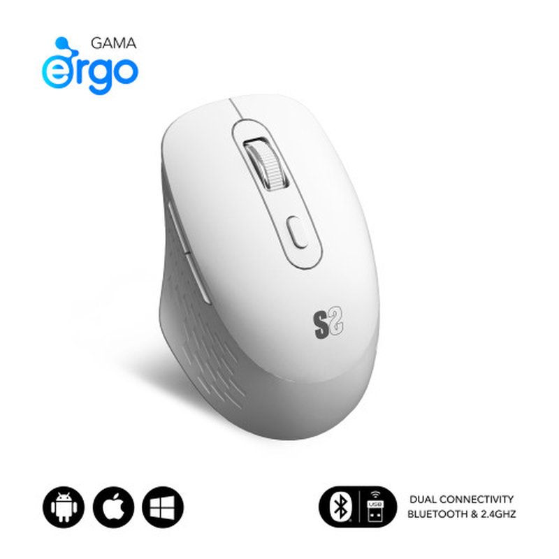 MOUSE SUBBLIM CURVE ERGO WIRELESS BLUETOOTH DUAL WHITE MOUSE SUBBLIM CURVE ERGO WIRELESS BLUETOOTH DUAL WHITE