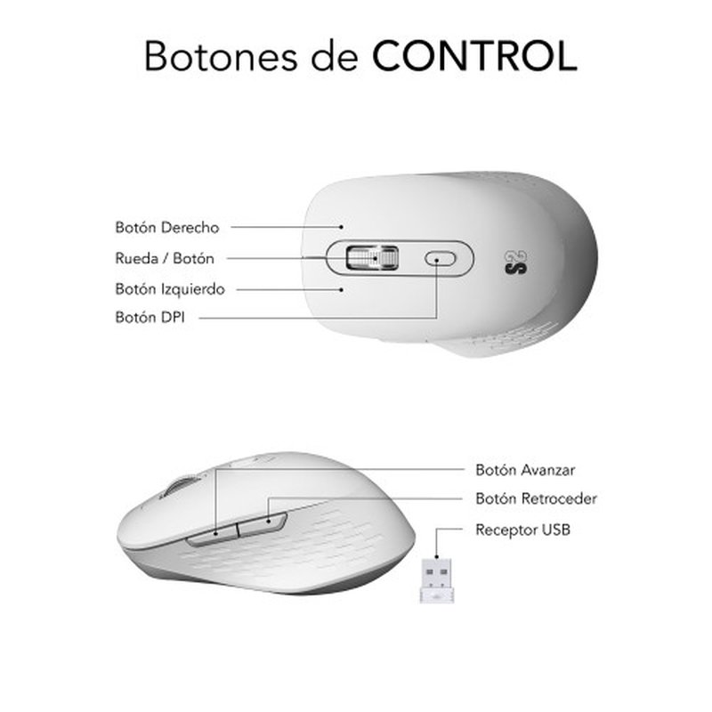 MOUSE SUBBLIM CURVE ERGO WIRELESS BLUETOOTH DUAL WHITE MOUSE SUBBLIM CURVE ERGO WIRELESS BLUETOOTH DUAL WHITE - Imagen 6