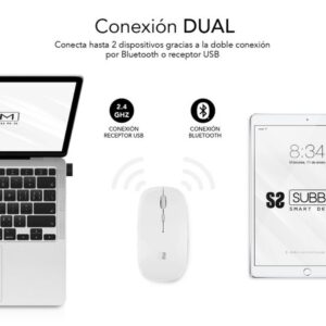 MOUSE SUBBLIM WIRELESS BLUETOOTH DUAL FLAT WHITE