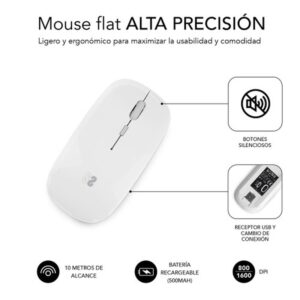 MOUSE SUBBLIM WIRELESS BLUETOOTH DUAL FLAT WHITE