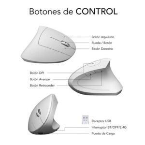 MOUSE SUBBLIM VERTICAL GLIDE ERGO WIRELESS BLUETOOTH DUAL WHITE