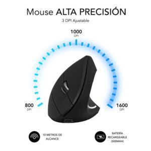 MOUSE SUBBLIM VERTICAL GLIDE ERGO WIRELESS BLUETOOTH DUAL BLACK