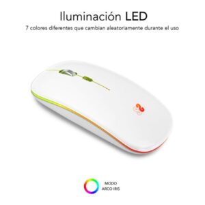 MOUSE SUBBLIM WIRELESS OPTICAL DUAL SLIM RGB WHITE