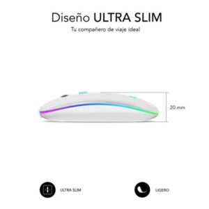 MOUSE SUBBLIM WIRELESS OPTICAL DUAL SLIM RGB WHITE