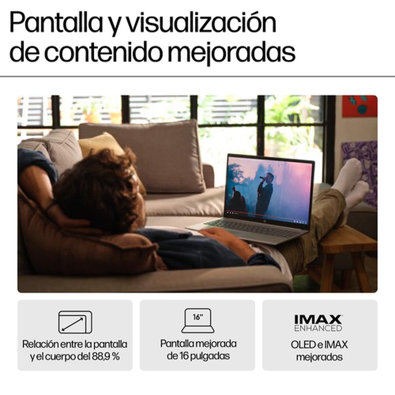 Reacondicionado | HP Pavilion 16-af0023ns Intel Core Ultra 5 125U Portátil 40,6 cm (16") 2K 16 GB LPDDR5x-SDRAM 512 GB SSD Wi-Fi 6 (802.11ax) Windows 11 Home Azul - Imagen 11
